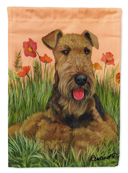 Buy this Airedale Terrier Poppies Flag Canvas House Size PPP3003CHF