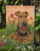 Airedale Terrier Poppies Flag Garden Size PPP3003GF - Precious Pet Paintings