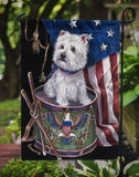Westie Little Drummer Boy USA Flag Garden Size PPP3129GF
