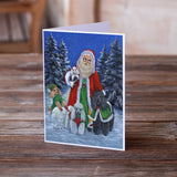 Poodle Christmas Santa Greeting Cards and Envelopes Pack of 8