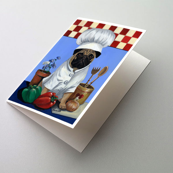 Buy this Pug Veggie Chef Greeting Cards and Envelopes Pack of 8