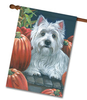 Westie Pumpkins Flag Canvas House Size PPP3224CHF