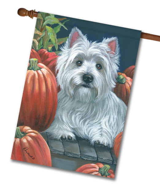 Westie Pumpkins Flag Canvas House Size PPP3224CHF