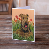 Airedale Terrier Poppies Greeting Cards and Envelopes Pack of 8