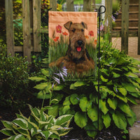 Airedale Terrier Poppies Flag Garden Size PPP3003GF - Precious Pet Paintings
