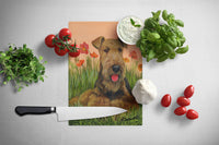 Airedale Terrier Poppies Glass Cutting Board Large PPP3003LCB - Precious Pet Paintings