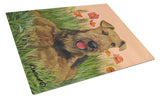 Buy this Airedale Terrier Poppies Glass Cutting Board Large PPP3003LCB