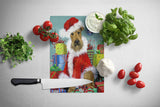Airedale Santa Christmas Glass Cutting Board Large PPP3004LCB - Precious Pet Paintings