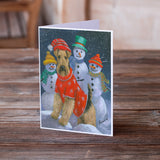 Airedale Snowpeople Christmas Greeting Cards and Envelopes Pack of 8