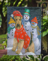 Airedale Snowpeople Christmas Flag Garden Size PPP3005GF - Precious Pet Paintings