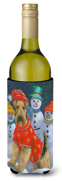 Buy this Airedale Snowpeople Christmas Wine Bottle Hugger PPP3005LITERK
