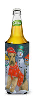 Airedale Snowpeople Christmas Ultra Hugger for slim cans PPP3005MUK - Precious Pet Paintings