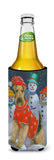 Airedale Snowpeople Christmas Ultra Hugger for slim cans PPP3005MUK - Precious Pet Paintings