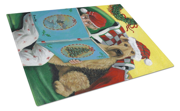 Buy this Airedale Storybook Tails Christmas Glass Cutting Board Large PPP3006LCB