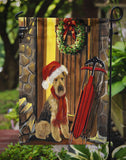 Airedale Welcome Home Christmas Flag Garden Size PPP3007GF - Precious Pet Paintings