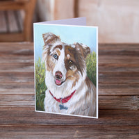 Australian Shepherd Scarlet Greeting Cards and Envelopes Pack of 8