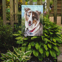 Australian Shepherd Scarlet Flag Garden Size PPP3009GF - Precious Pet Paintings