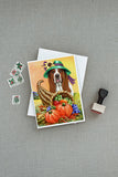 Basset Hound Autumn Greeting Cards and Envelopes Pack of 8