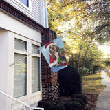 Basset Hound Santa Christmas Flag Canvas House Size PPP3012CHF - Precious Pet Paintings