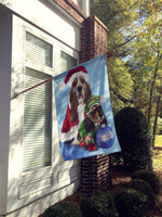 Basset Hound Santa Christmas Flag Canvas House Size PPP3012CHF - Precious Pet Paintings