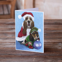 Basset Hound Santa Christmas Greeting Cards and Envelopes Pack of 8