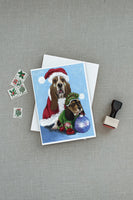 Basset Hound Santa Christmas Greeting Cards and Envelopes Pack of 8