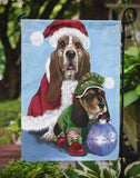 Basset Hound Santa Christmas Flag Garden Size PPP3012GF - Precious Pet Paintings