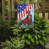 Basset Hound USA Flag Garden Size PPP3014GF - Precious Pet Paintings