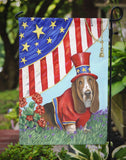 Basset Hound USA Flag Garden Size PPP3014GF - Precious Pet Paintings