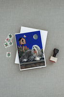 Bearded Collie Moon shine Greeting Cards and Envelopes Pack of 8