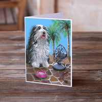 Bearded Collie Cool Summer Greeting Cards and Envelopes Pack of 8