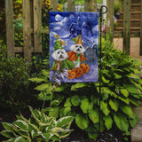 Bichon Frise Halloween Haunted House Flag Garden Size PPP3022GF - Precious Pet Paintings
