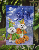 Bichon Frise Halloween Haunted House Flag Garden Size PPP3022GF - Precious Pet Paintings