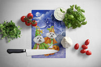 Bichon Frise Halloween Haunted House Glass Cutting Board Large PPP3022LCB - Precious Pet Paintings