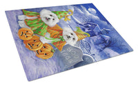Buy this Bichon Frise Halloween Haunted House Glass Cutting Board Large PPP3022LCB