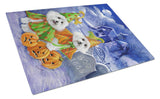 Buy this Bichon Frise Halloween Haunted House Glass Cutting Board Large PPP3022LCB