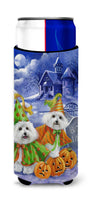 Buy this Bichon Frise Halloween Haunted House Ultra Hugger for slim cans PPP3022MUK
