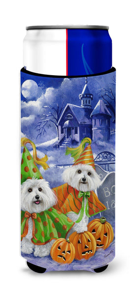 Buy this Bichon Frise Halloween Haunted House Ultra Hugger for slim cans PPP3022MUK