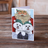 Bichon Frise Santa Christmas Greeting Cards and Envelopes Pack of 8
