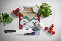 Bichon Frise Santa Christmas Glass Cutting Board Large PPP3024LCB - Precious Pet Paintings