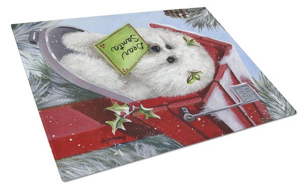 Buy this Bichon Frise Santa's List Christmas Glass Cutting Board Large PPP3025LCB