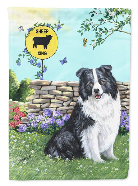 Buy this Border Collie Crossing Flag Canvas House Size PPP3030CHF