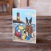 Boston Terrier Beach Baby Greeting Cards and Envelopes Pack of 8