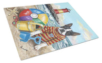 Buy this Boston Terrier Beach Baby Glass Cutting Board Large PPP3032LCB