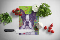Boston Terrier Jungle Glass Cutting Board Large PPP3034LCB - Precious Pet Paintings