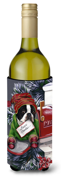 Buy this Boston Terrier Letter to Santa Christmas Wine Bottle Hugger PPP3035LITERK