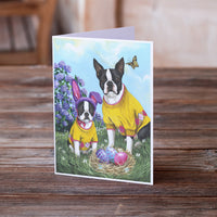 Boston Terrier Easter Bunny Greeting Cards and Envelopes Pack of 8