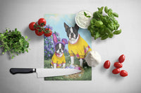 Boston Terrier Easter Bunny Glass Cutting Board Large PPP3037LCB - Precious Pet Paintings