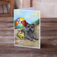 Cairn Terrier At the Beach Greeting Cards and Envelopes Pack of 8