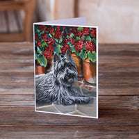 Cairn Terrier Geraniums Greeting Cards and Envelopes Pack of 8